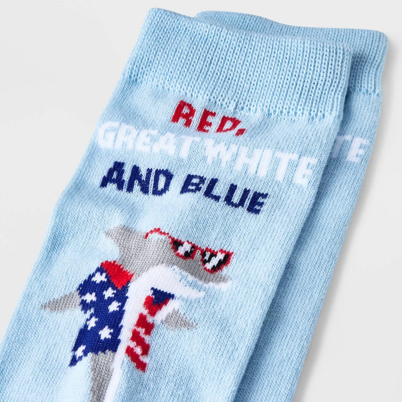 Women's 'Red, Great White, & Blue' Shark Crew Socks - Blue 4-10