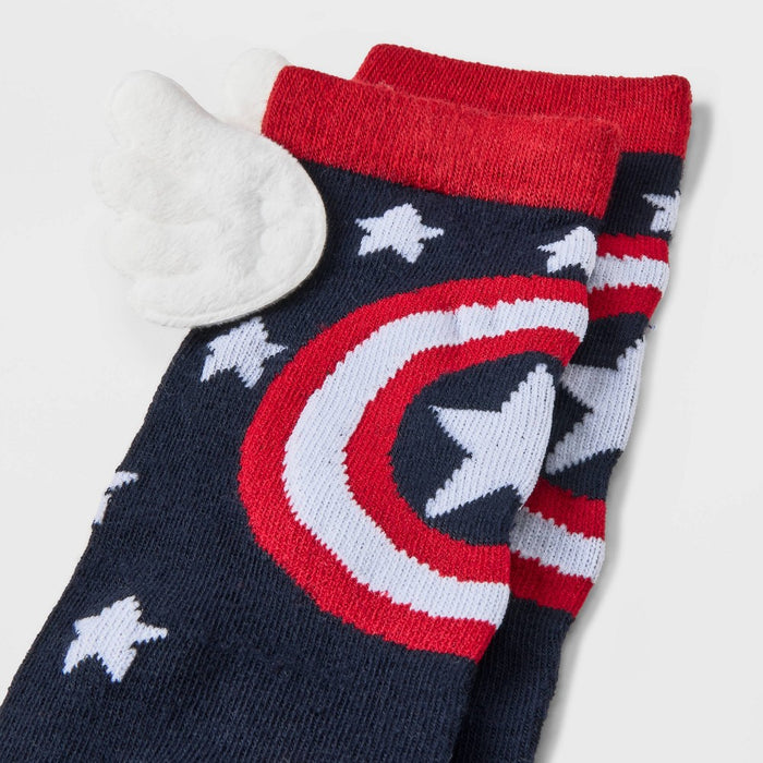 Women's Marvel Captain America 3D Wings Knee High Socks - Navy/Red 4-10