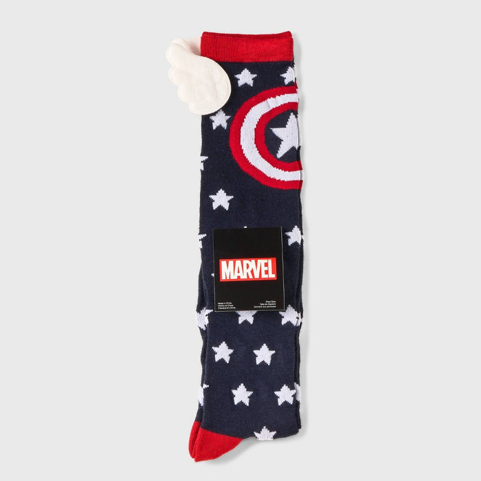 Women's Marvel Captain America 3D Wings Knee High Socks - Navy/Red 4-10