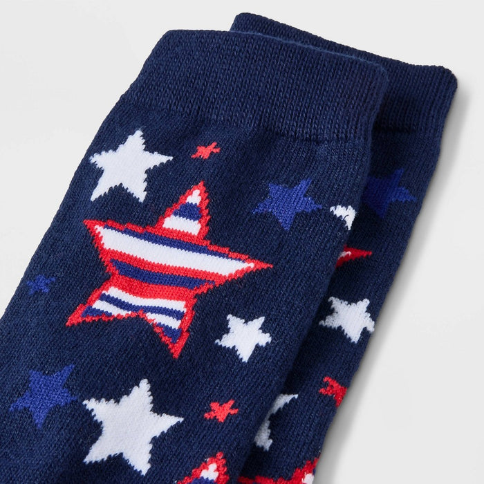 Women's Striped Stars Crew Socks - Navy 4-10