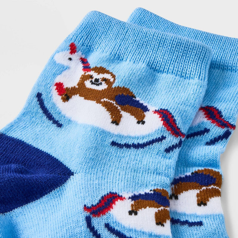 Women's Summertime Sloth Ankle Socks - Blue 4-10