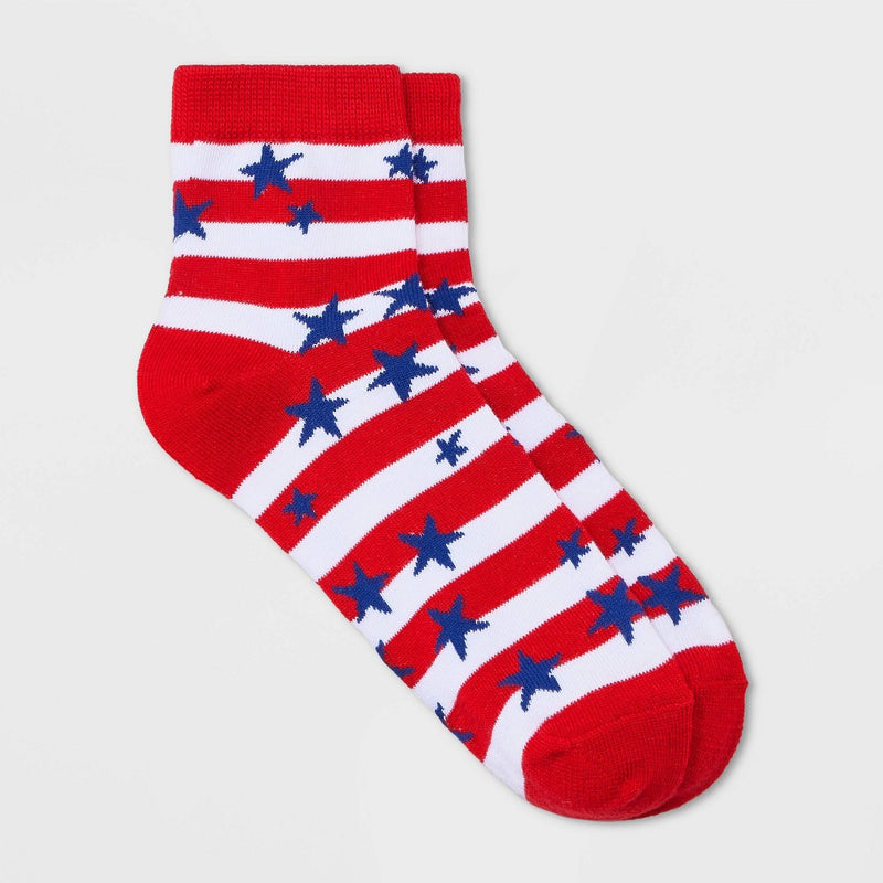 Women's Stars & Stripes Ankle Socks - Red/White/Navy 4-10