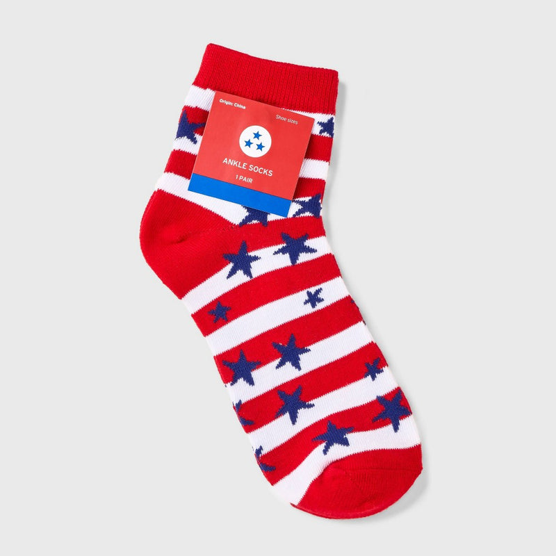 Women's Stars & Stripes Ankle Socks - Red/White/Navy 4-10