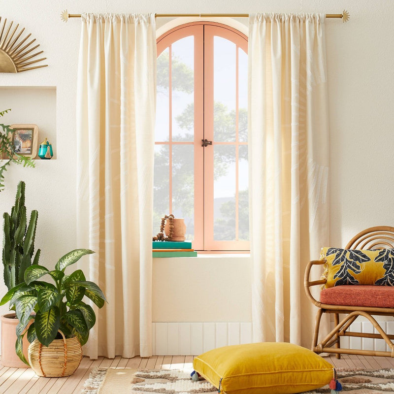 1pc 50"x63" Light Filtering Sunburst Window Curtain Panel Ivory - Opalhouse designed with Jungalow