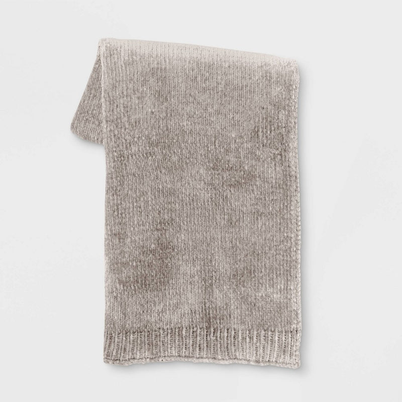 50"x60" Shiny Chenille Throw Blanket Neutral - Threshold