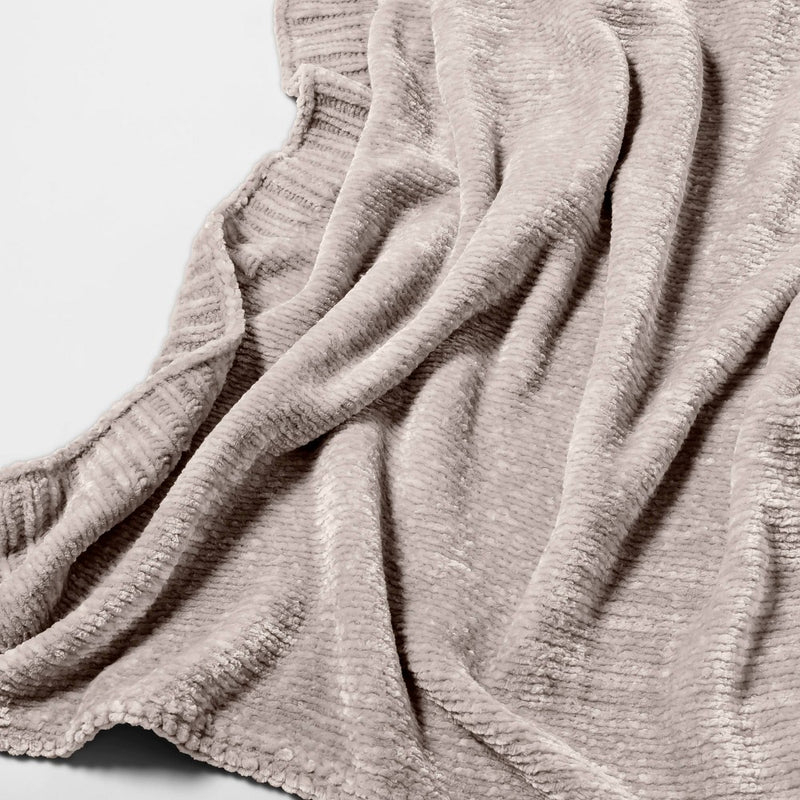 50"x60" Shiny Chenille Throw Blanket Neutral - Threshold