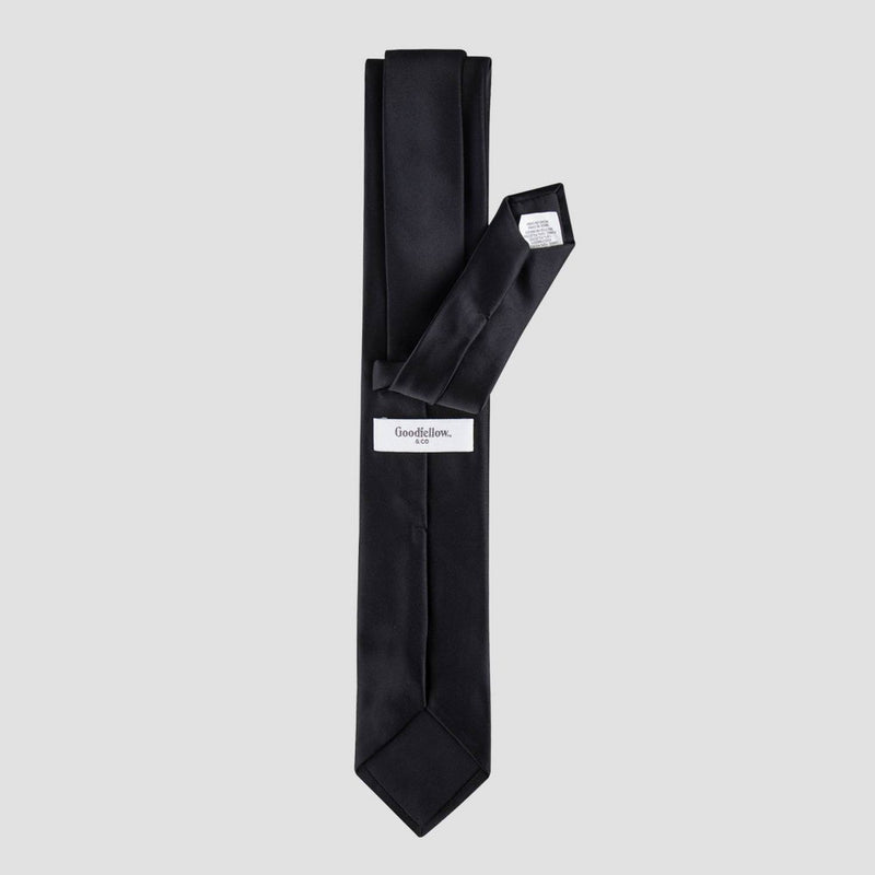 Men's Satin Solid Skinny Tie - Goodfellow & Co Black One Size
