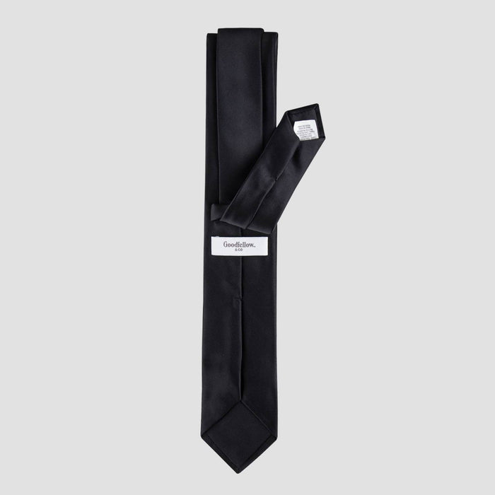 Men's Satin Solid Skinny Tie - Goodfellow & Co Black One Size