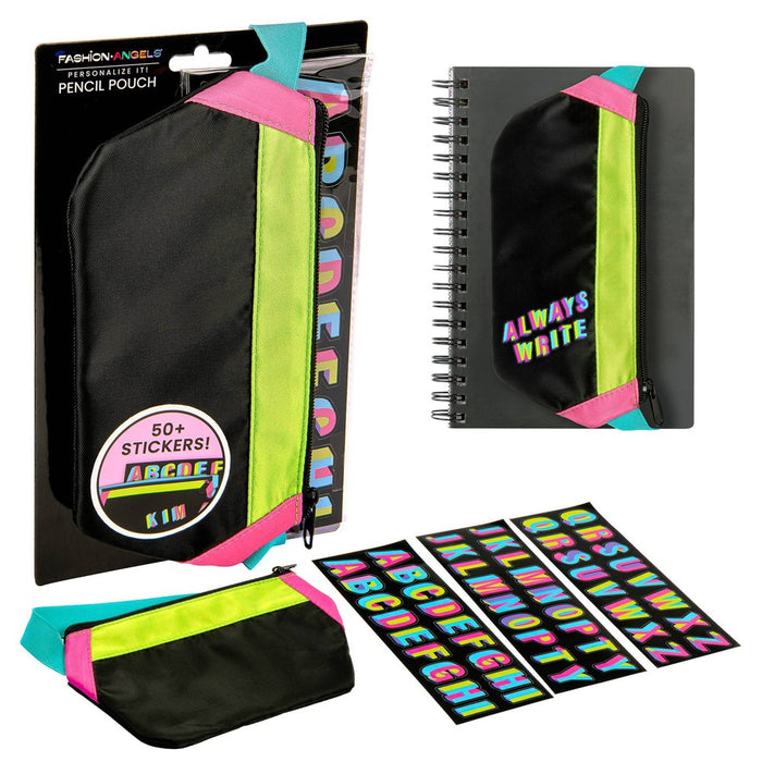 Fashion Angels Nylon Fanny Pack Elastic Pencil Pouch Black/Neon