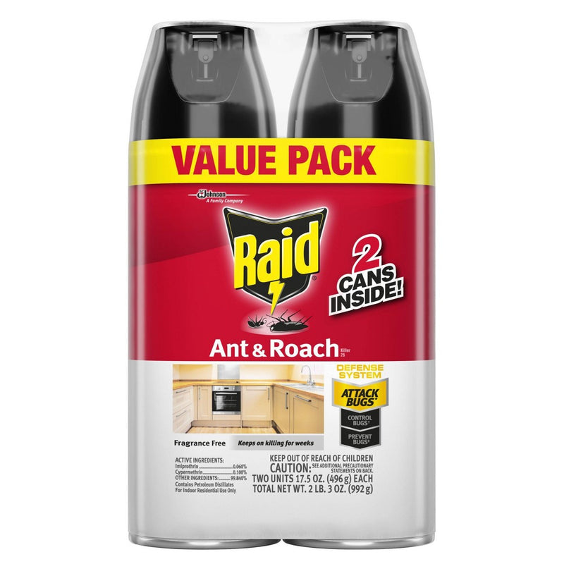 Raid Ant and Roach Killer Fragrance Free - 17.5oz/2ct