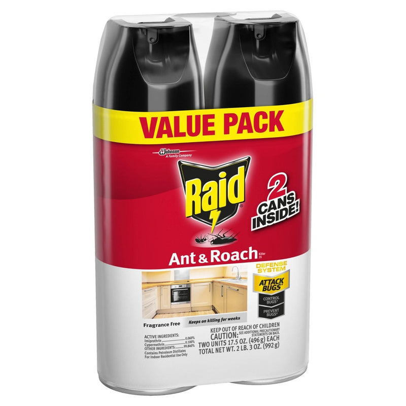 Raid Ant and Roach Killer Fragrance Free - 17.5oz/2ct