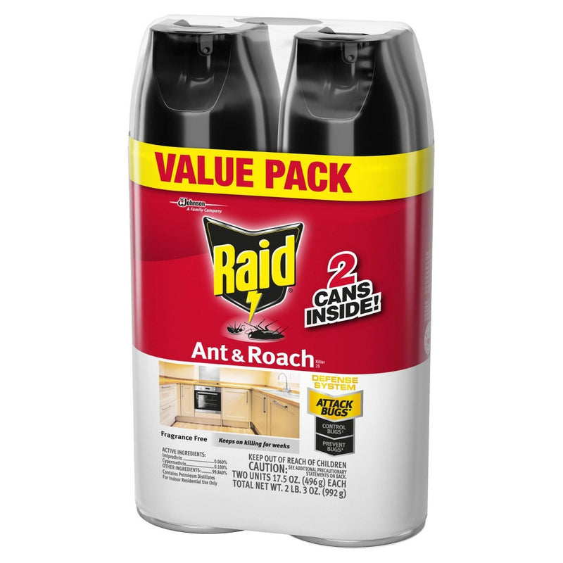 Raid Ant and Roach Killer Fragrance Free - 17.5oz/2ct