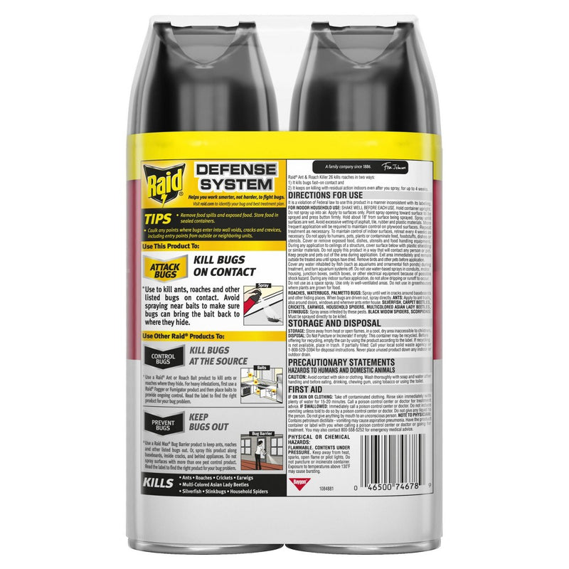 Raid Ant and Roach Killer Fragrance Free - 17.5oz/2ct