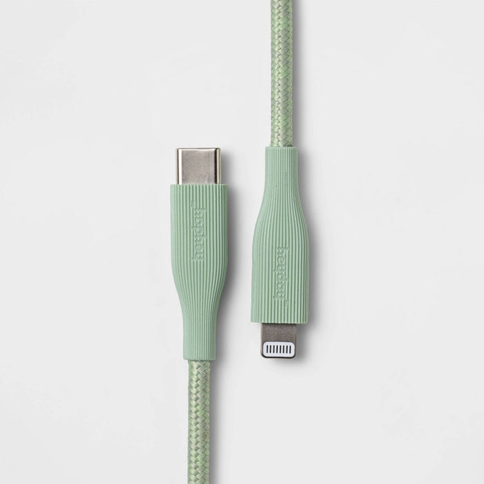 6' Lightning to USB-C Braided Cable - heyday Ribbed Soft Green