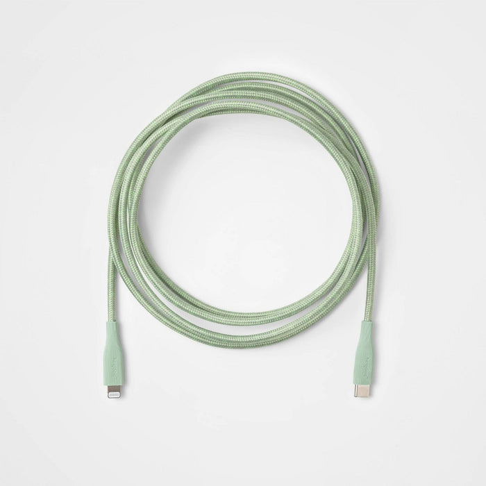 6' Lightning to USB-C Braided Cable - heyday Ribbed Soft Green