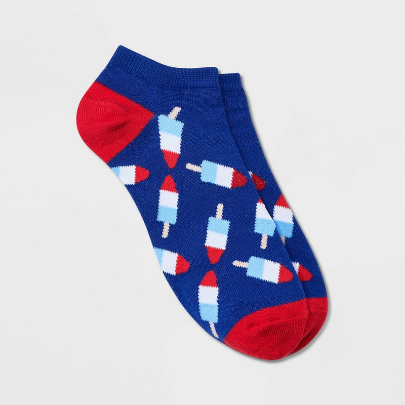 Women's Patriotic Popsicle Low Cut Socks - Blue/Red 4-10