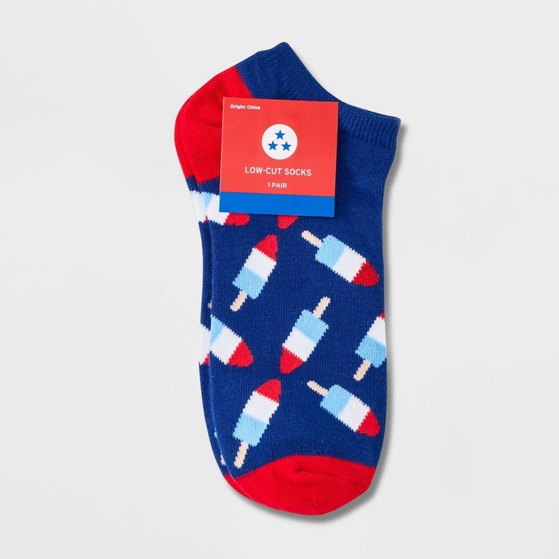 Women's Patriotic Popsicle Low Cut Socks - Blue/Red 4-10