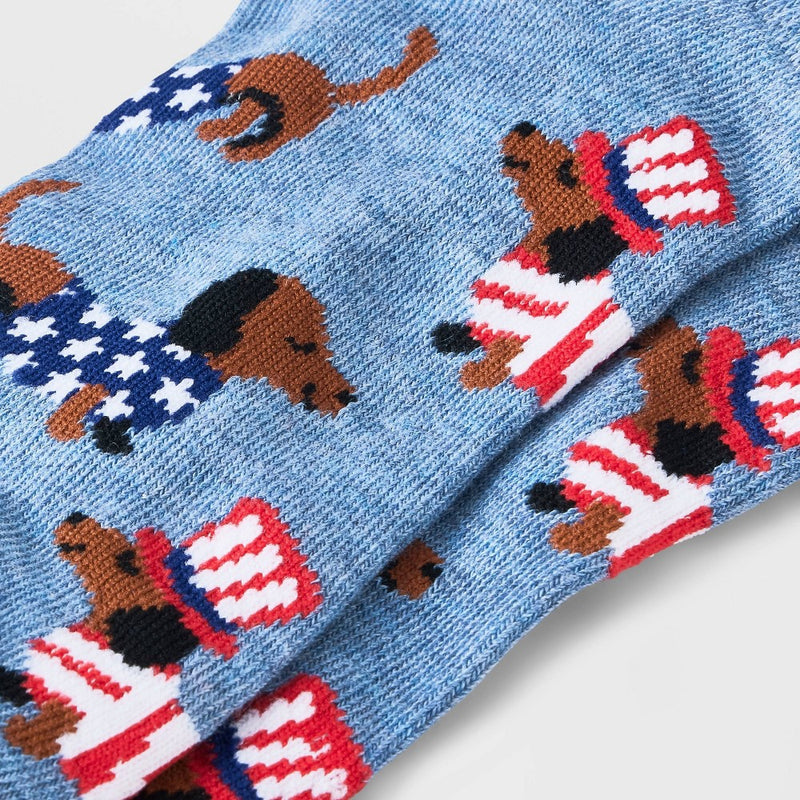Women's Dachshunds in Hats Low Cut Socks - Denim Heather 4-10