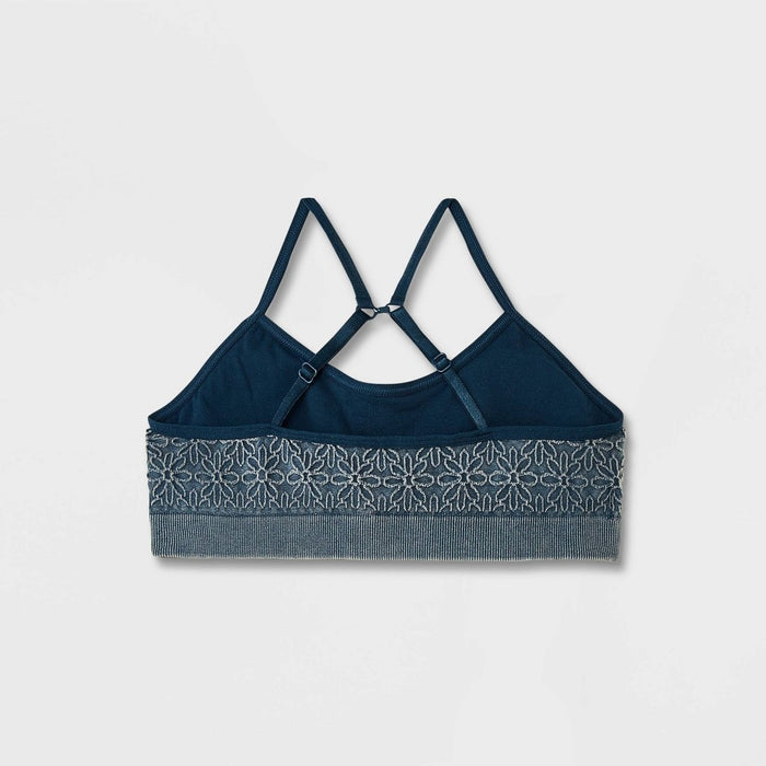 Girls' 2pk Ruched Floral Seamless Bra - art class Black L