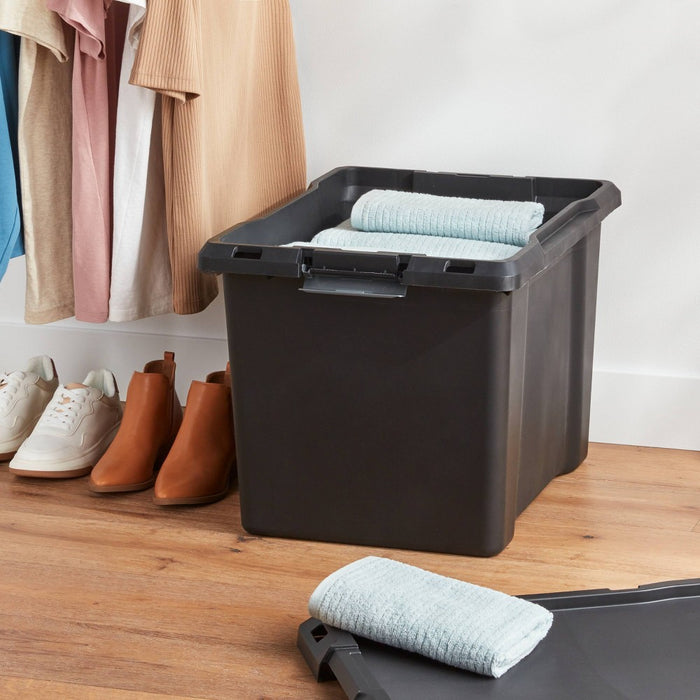L Latching Storage Tote Black - Brightroom