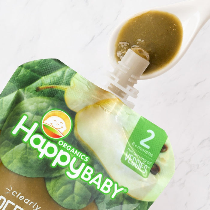 HappyBaby Clearly Crafted Green Beans Pears & Spinach Baby Food Pouch - 4oz