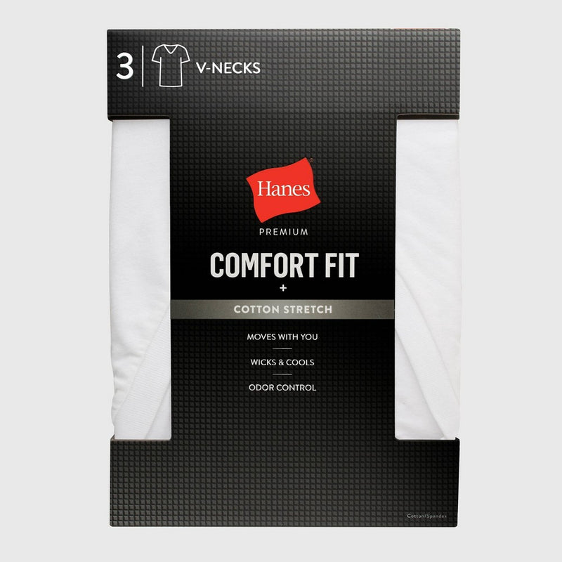 Hanes Men's 3pk Comfort Fit V-Neck T-Shirt - White S