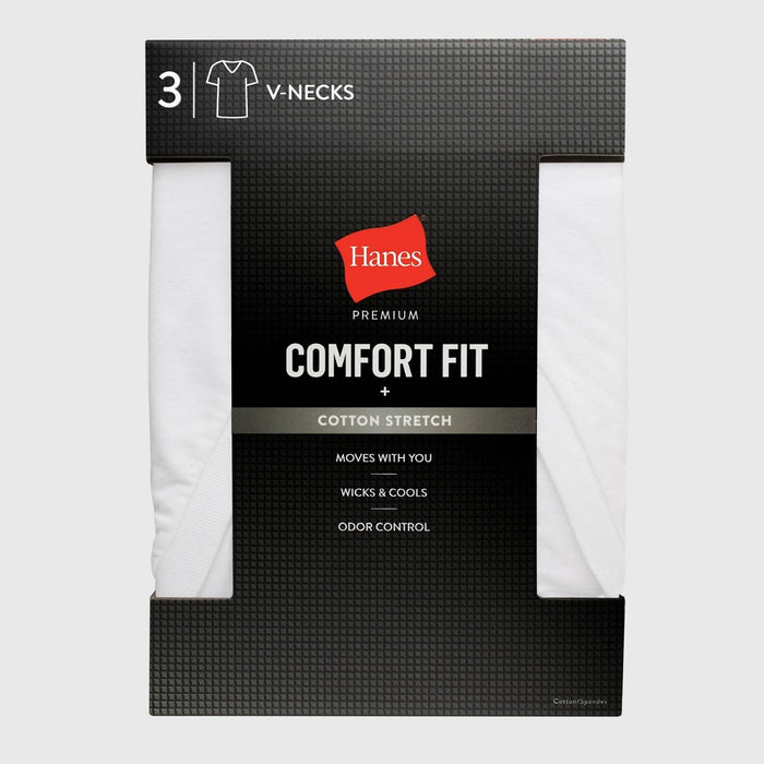 Hanes Men's 3pk Comfort Fit V-Neck T-Shirt - White S