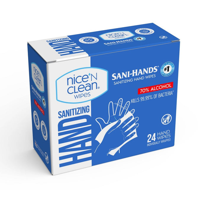 Nice 'N Clean Sanitizing Individual Hand Wipes 70% Alcohol - Unscented - 24pk074887734808