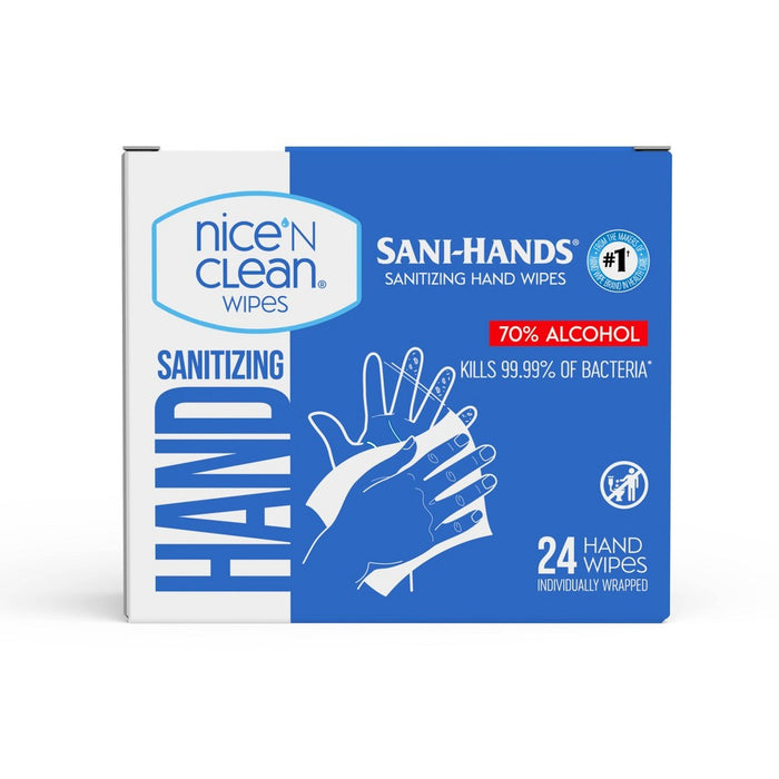 Nice 'N Clean Sanitizing Individual Hand Wipes 70% Alcohol - Unscented - 24pk074887734808