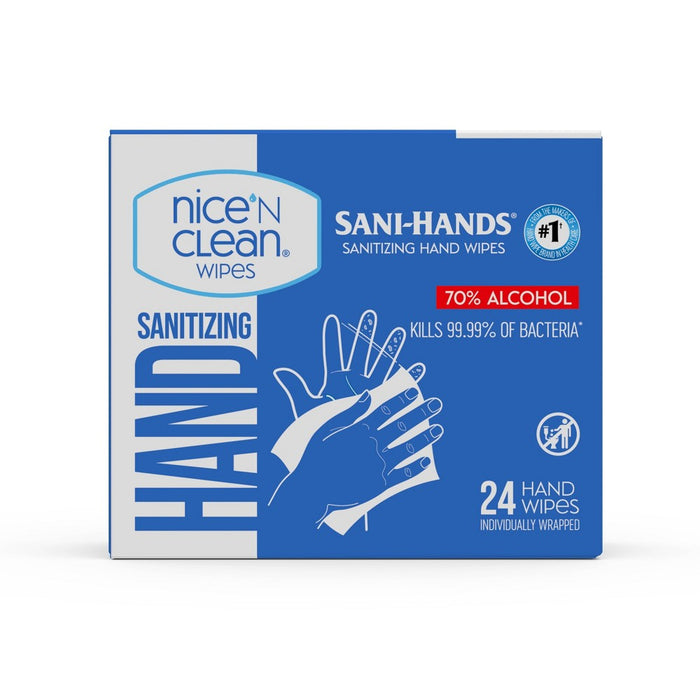 Nice 'N Clean Sanitizing Individual Hand Wipes 70% Alcohol - Unscented - 24pk074887734808