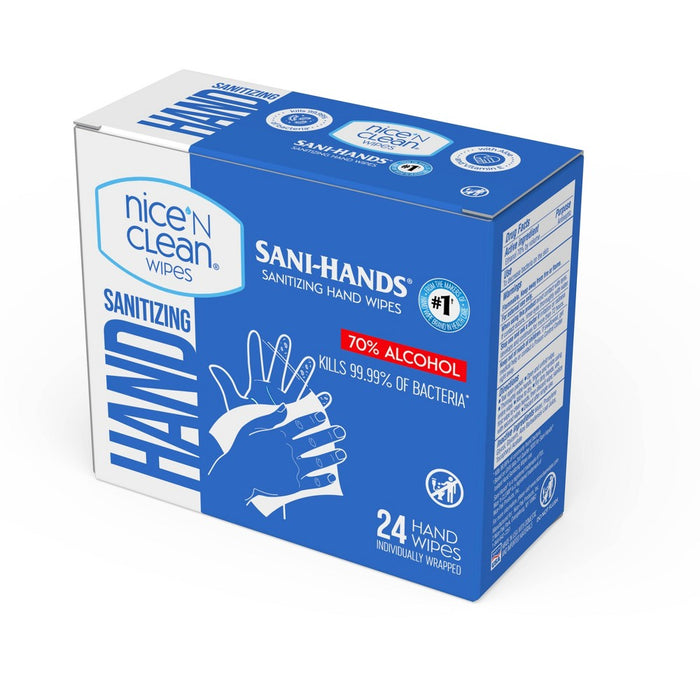 Nice 'N Clean Sanitizing Individual Hand Wipes 70% Alcohol - Unscented - 24pk074887734808