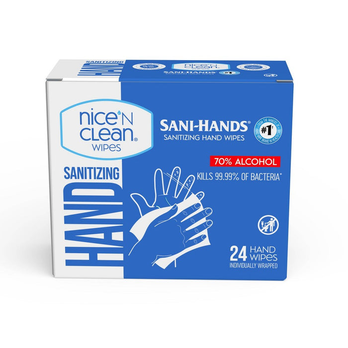 Nice 'N Clean Sanitizing Individual Hand Wipes 70% Alcohol - Unscented - 24pk074887734808