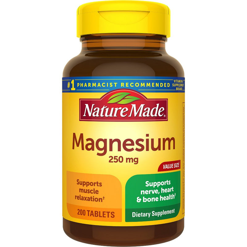 Nature Made Magnesium Oxide 250mg Muscle, Nerve, Bone & Heart Support Supplement Tablets - 200ct