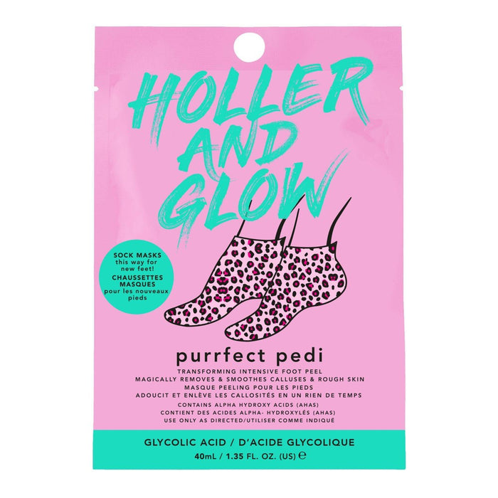 Holler and Glow Purrfect Pedi Foot Mask - Cheetah - 1.35 fl oz
