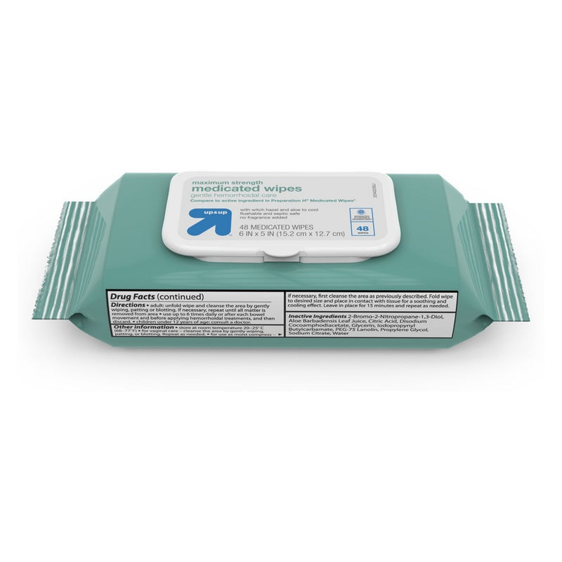 Medicated Hemorrhoid Fragrance free Wipes - 48ct - up & up