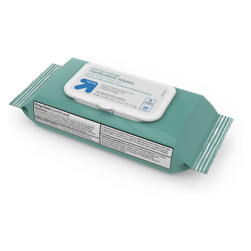 Medicated Hemorrhoid Fragrance free Wipes - 48ct - up & up