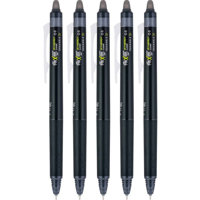 Pilot 5pk FriXion Synergy Clicker Erasable Gel Pens Extra Fine Point 0.5mm Black Ink