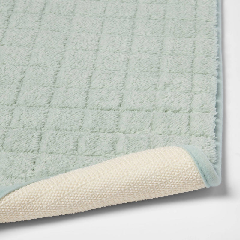 17"x24" Velveteen Grid Memory Foam Bath Rug Mint - Room Essentials