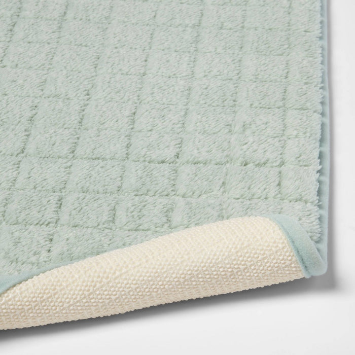 17"x24" Velveteen Grid Memory Foam Bath Rug Mint - Room Essentials