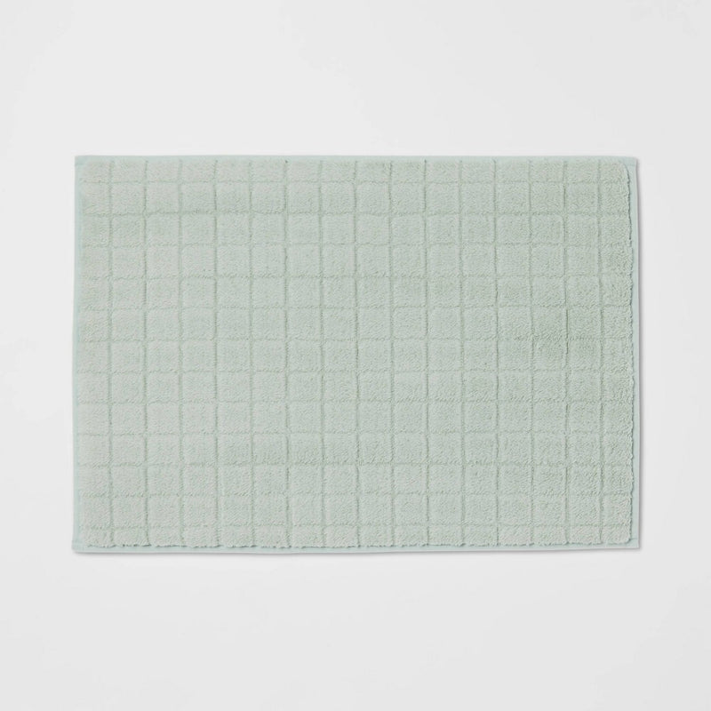 17"x24" Velveteen Grid Memory Foam Bath Rug Mint - Room Essentials