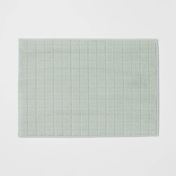 17"x24" Velveteen Grid Memory Foam Bath Rug Mint - Room Essentials
