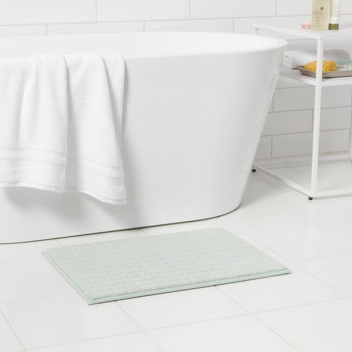 17"x24" Velveteen Grid Memory Foam Bath Rug Mint - Room Essentials