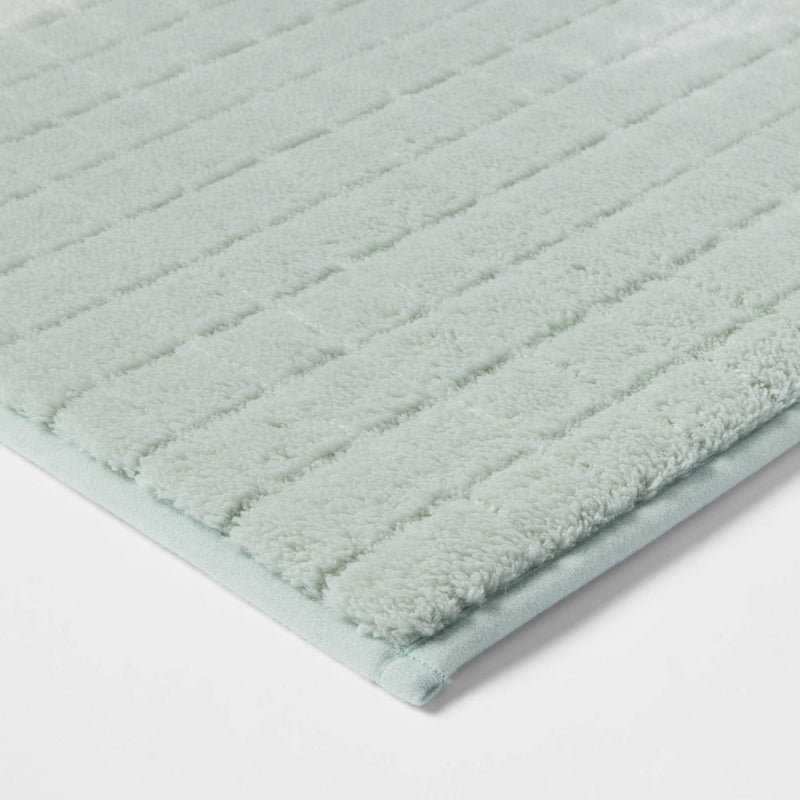 17"x24" Velveteen Grid Memory Foam Bath Rug Mint - Room Essentials