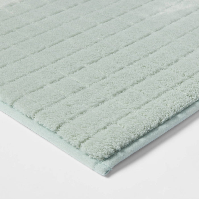 17"x24" Velveteen Grid Memory Foam Bath Rug Mint - Room Essentials
