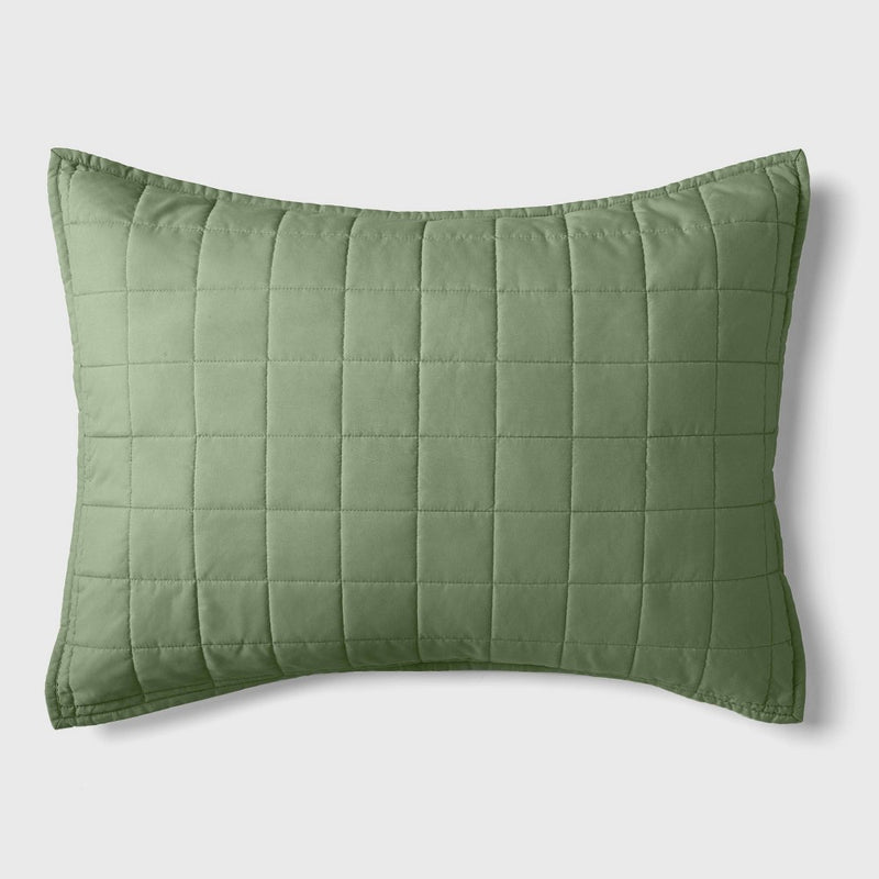 Box Stitch Microfiber Kids' Sham Green - Pillowfort2