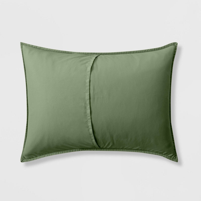 Box Stitch Microfiber Kids' Sham Green - Pillowfort2
