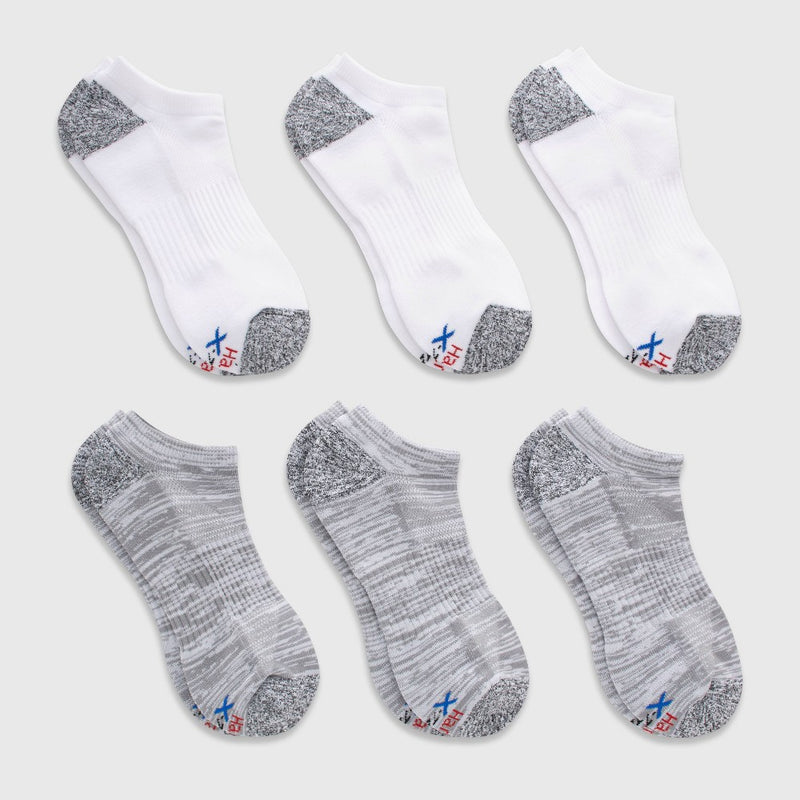 Hanes Premium Men's Performance Filament No Show Socks 6pk - White/Gray 6-12