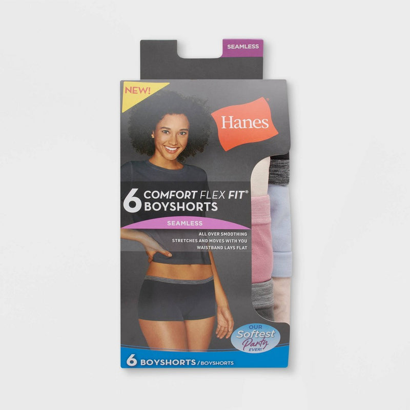Hanes Women's 6pk Comfort Flex Fit Seamless Boy Shorts - Colors May Vary XL