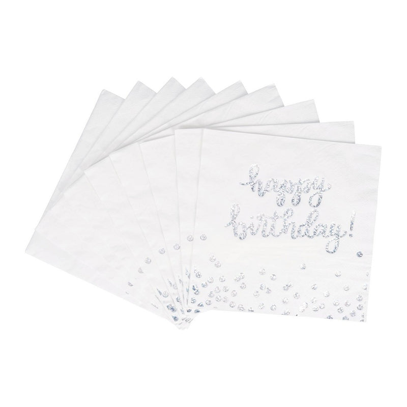 20ct Holographic Disposable Lunch Napkin White - Spritz