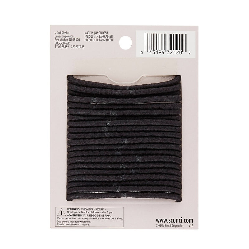 scunci No Damage Elastic Hair Ties - Black - 4mm/20ct